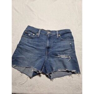 Levi's Classic Tag Size 29 Women's Blue Denim Stretch Shorts High Rise Distress